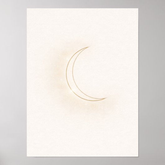 Celestial Minimal Moon Wall Art – Beige Crescent ポスター (正面)