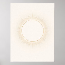 Celestial Minimal Sun Wall Art – Neutral Beige  ポスター