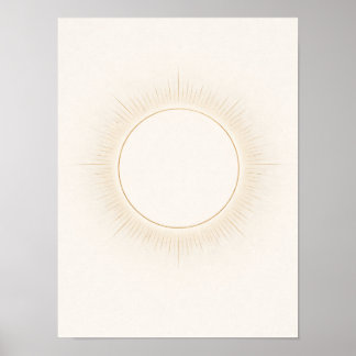 Celestial Minimal Sun Wall Art – Neutral Beige ポスター