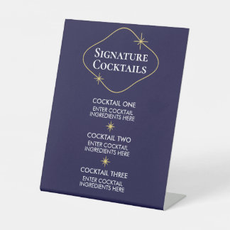 Celestial Minimalist Wedding Cocktails Sign 台座サイン