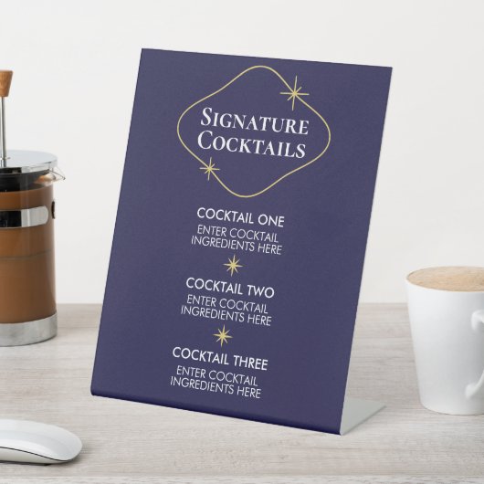 Celestial Minimalist Wedding Cocktails Sign 台座サイン (インサイチュ)
