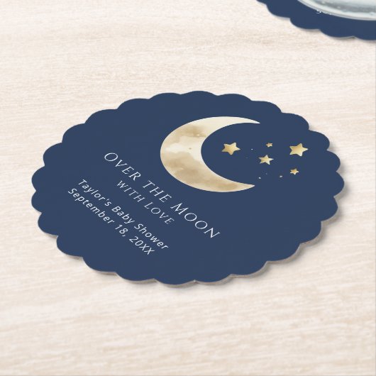 Celestial Moon and Stars Over the Moon Coaster ペーパーコースター (アングル)