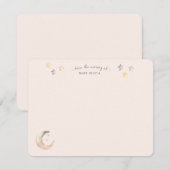  Celestial Moon and Stars Pink Baby Girl Shower サンキューカード (正面/裏面)