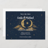 Celestial Moon and Stars Save the Date Invitation セーブザデート (正面/裏面)