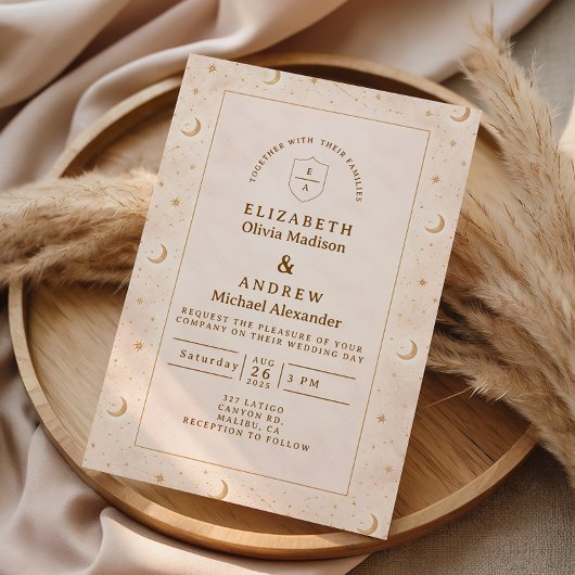 Celestial Moon And Stars Wedding 招待状
