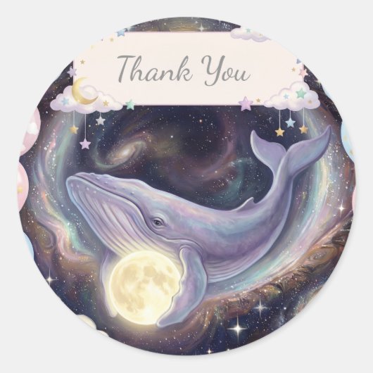 Celestial Moon Baby Shower Favor Stickers ラウンドシール (正面)