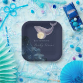 Celestial Moon Baby Shower Plates | Whale & Moon S ペーパープレート (パーティー)