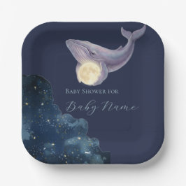Celestial Moon Baby Shower Plates | Whale & Moon S ペーパープレート