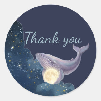 Celestial Moon Baby Shower Thank You ステッカー | Wh
