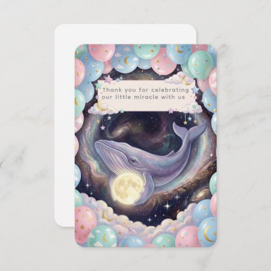 Celestial Moon Baby Shower Thank You Card (正面/裏面)