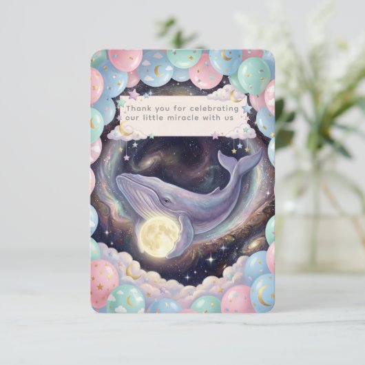 Celestial Moon Baby Shower Thank You Card (スタンド正面)