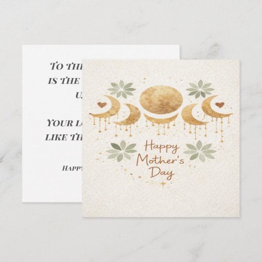 Celestial Moon Boho Mother's Day Card カード (正面/裏面)