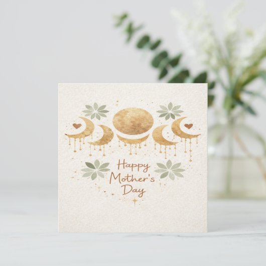 Celestial Moon Boho Mother's Day Card カード (スタンド正面)