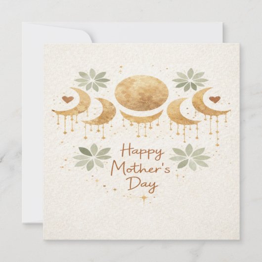 Celestial Moon Boho Mother's Day Card カード (正面)