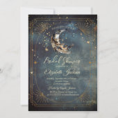 Celestial Moon Feather Frame Sky Bridal Shower 招待状 (正面)
