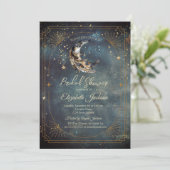 Celestial Moon Feather Frame Sky Bridal Shower 招待状 (スタンド正面)