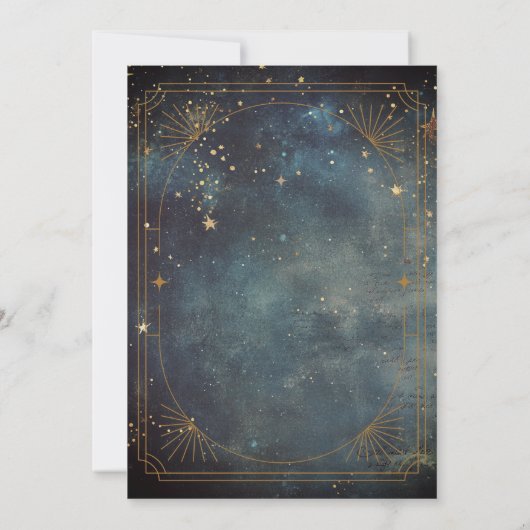 Celestial Moon Feather Frame Sky Bridal Shower 招待状 (裏面)