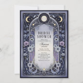 Celestial Moon Floral Art Nouveau Bridal Shower 招待状 (正面)