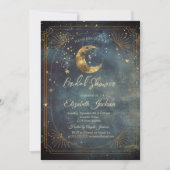 Celestial Moon Frame Dark Galaxy Sky Bridal Shower 招待状 (正面)