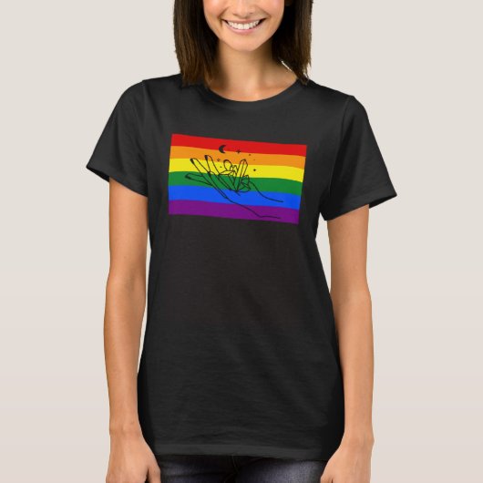 Celestial Moon Gay Pride Flag Crystal Collector Bo Tシャツ (正面)