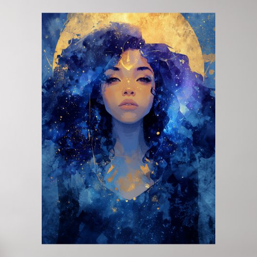 Celestial Moon Goddess Wall Art ポスター (正面)