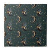 Celestial Moon Gold Starry Night Pattern (2) タイル (正面)