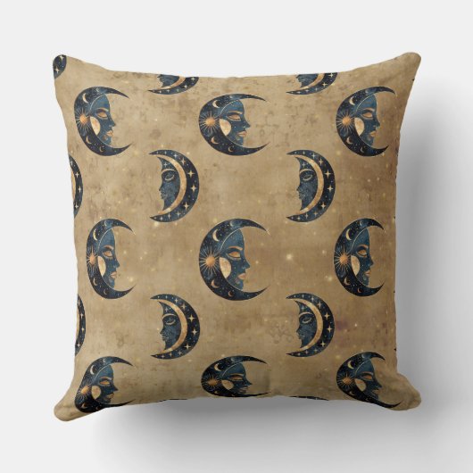 Celestial Moon Gold Starry Night Pattern (5) クッション (裏面)