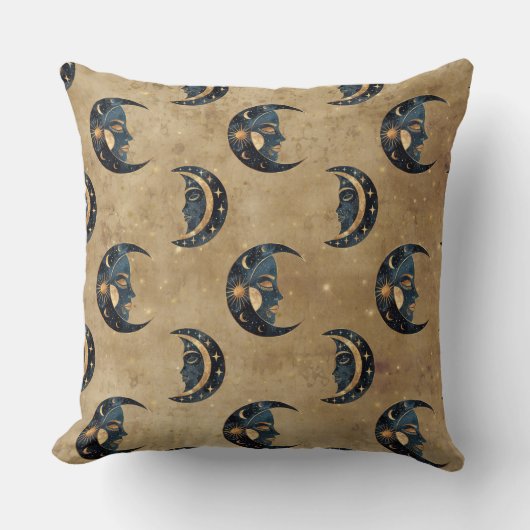 Celestial Moon Gold Starry Night Pattern (5) クッション (正面)