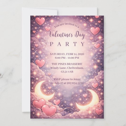 Celestial Moon Hearts Valentine 招待状 (正面)