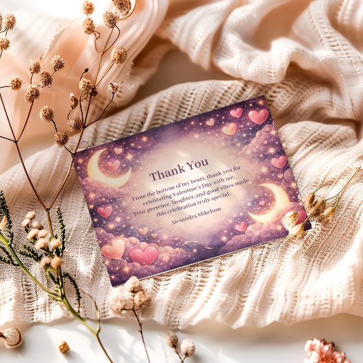 Celestial Moon Hearts Valentine Party サンキューカード