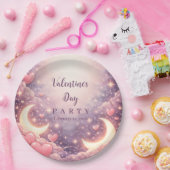Celestial Moon Hearts Valentine Party ペーパープレート (パーティー)