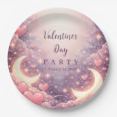 Celestial Moon Hearts Valentine Party ペーパープレート (正面)