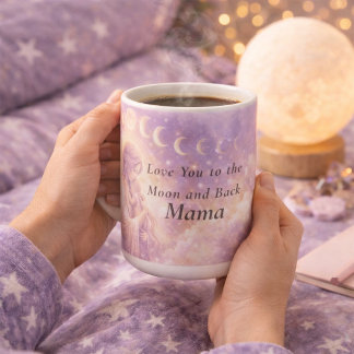 Celestial Moon Mama Mug, Love You to the Moon Mom コーヒーマグカップ