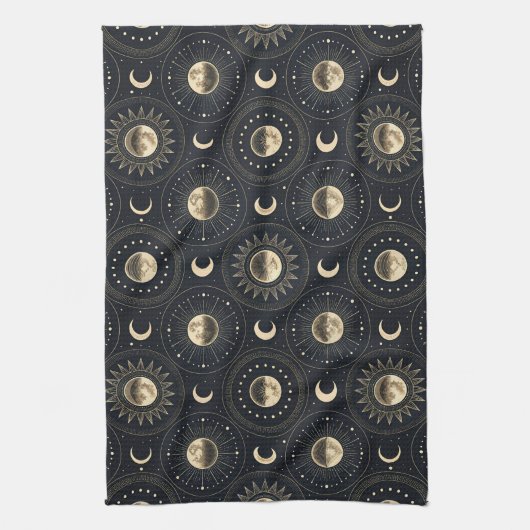 Celestial Moon Phase (4) キッチンタオル (縦)