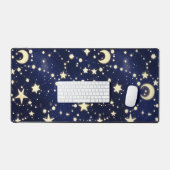Celestial Moon Phase Astrology – Velvet Navy デスクマット (キーボード&マウス)