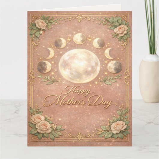Celestial Moon Phase Mother's Day Card カード (正面)