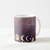 Celestial Moon Phases Crystal Botanical Name Mug コーヒーマグカップ (正面右)