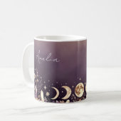 Celestial Moon Phases Crystal Botanical Name Mug コーヒーマグカップ (正面左)