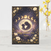 Celestial Moon Phases Floral Night Sky Design カード (黄色い花)