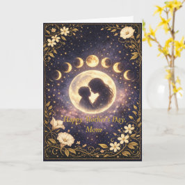 Celestial Moon Phases Floral Night Sky Design カード