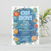 Celestial Moon Planet Space Baby Shower 招待状 (スタンド正面)
