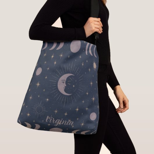 Celestial Moon Ritual Pattern | コズミックウーマンズ クロスボディバッグ (クローズアップ)