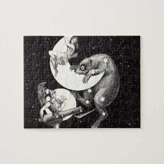 Celestial Moon Sky Universe God Night Illustration ジグソーパズル (横)