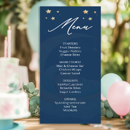 Celestial Moon Stars Baby Shower Menu Card メニュー