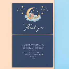 Celestial Moon Stars Baby Shower Thank You Card サンキューカード