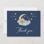 Celestial Moon Stars Baby Shower Thank You Card サンキューカード (正面)