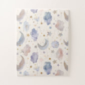 Celestial Moon Stars Clouds Watercolor Pastels ジグソーパズル (縦)
