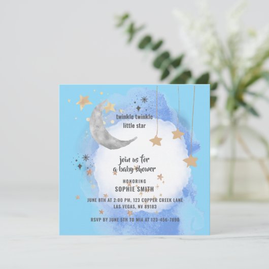 Celestial Moon Stars, Dark Blue And Gold 招待状 (スタンド正面)