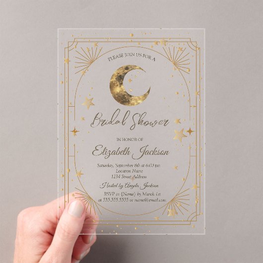 Celestial Moon Stars Frame  Bridal Shower アクリル招待状 (インサイチュ (ポータブル))
