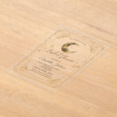 Celestial Moon Stars Frame  Bridal Shower アクリル招待状 (レイダウン)